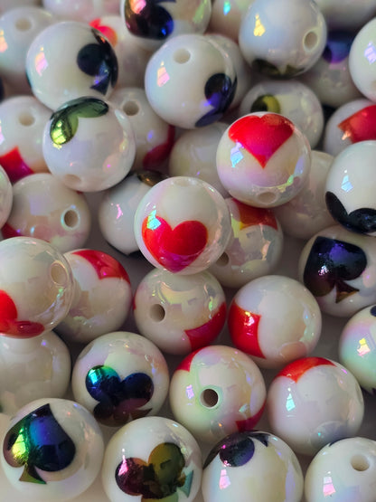 Acrylic beads 16mm hearts and queens