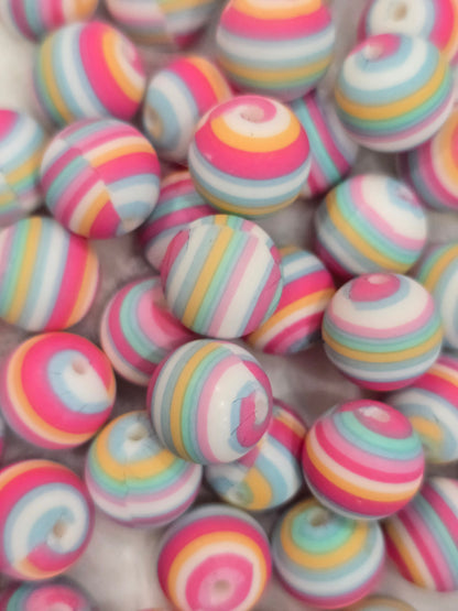 15mm silicon beads pinky stripe