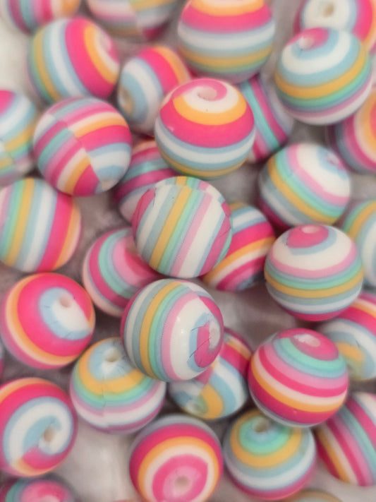 15mm silicon beads pinky stripe