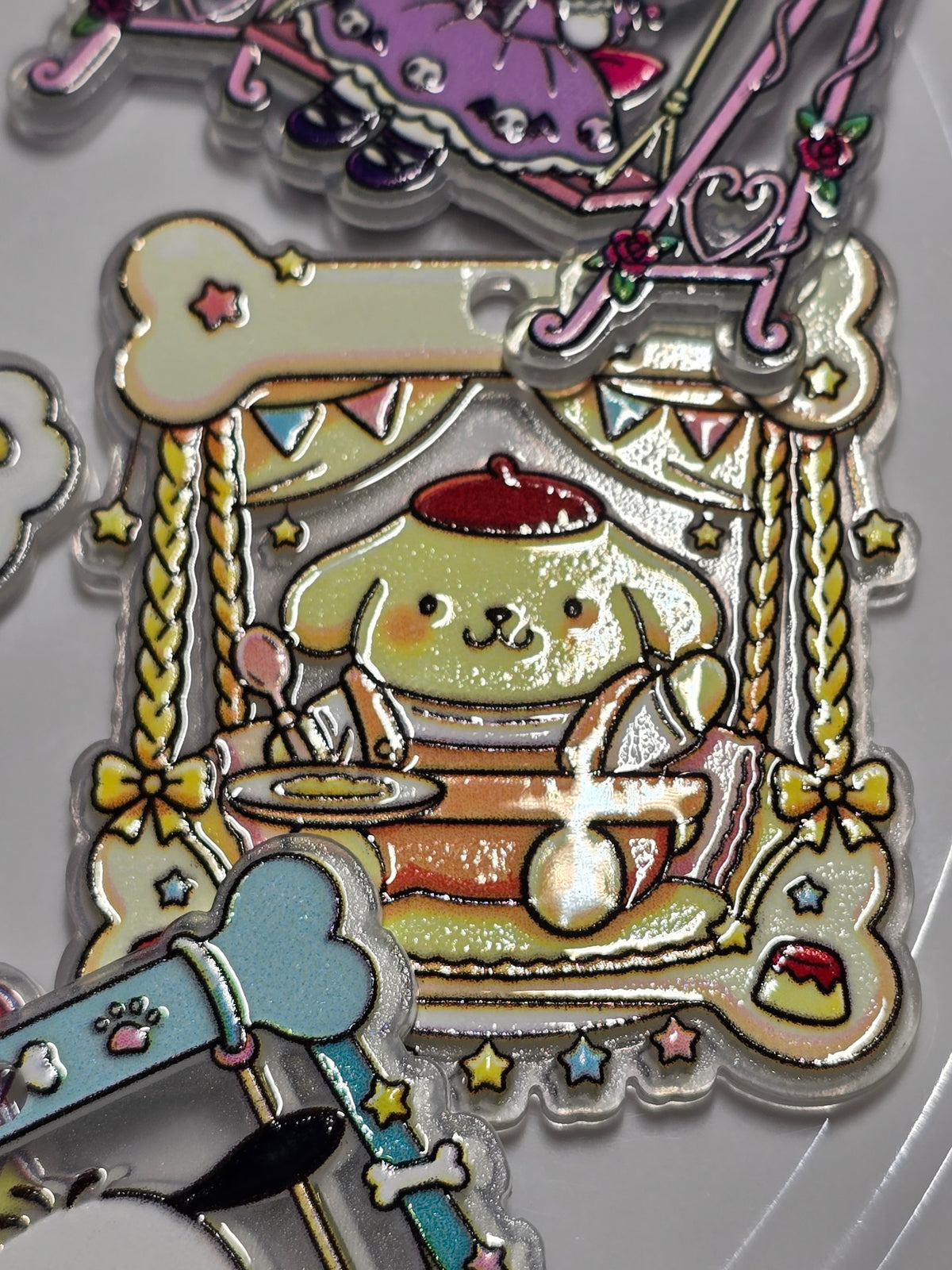 Acrylic Pendant: Sansan family on a swing