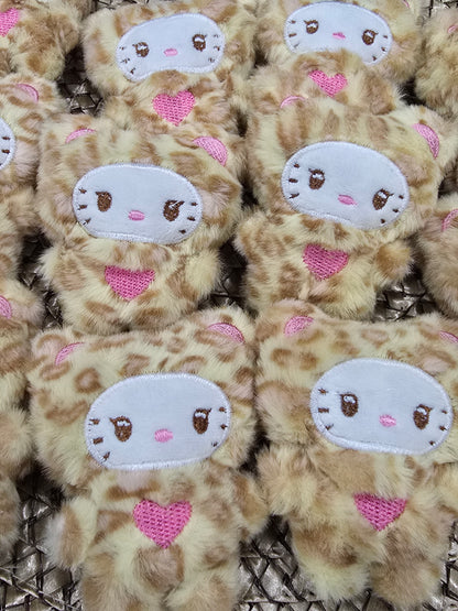 Plushie Keychain-  Light brown with pink heart