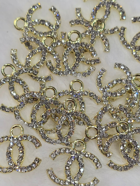 CC Rhinestone Gold-Metal Charm Pendant