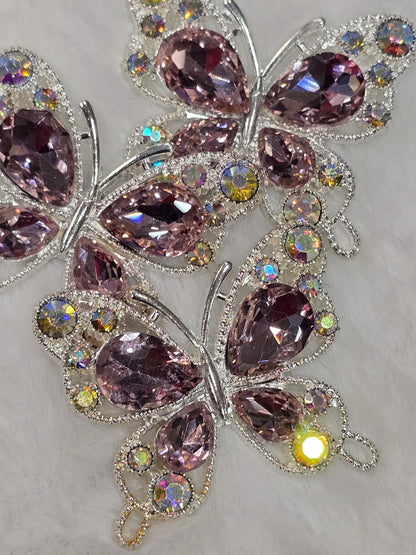 Fancy Butterfly charm with rhinestone flat back (rose gold- silver)