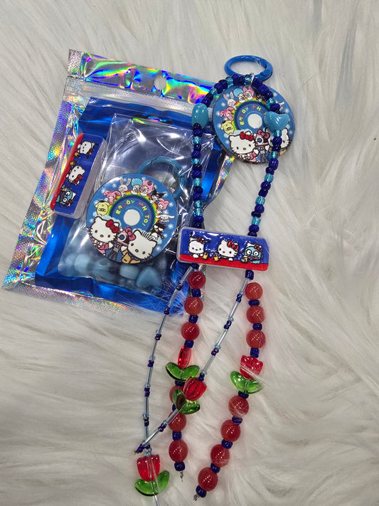 DIY Phone & Bag Keychain Kit - HK blue and red