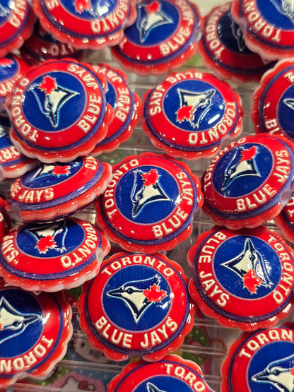 Acrylic Focal beads- Blue Jays
