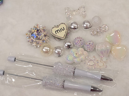 DIY Beadable pens Kit Fancy White