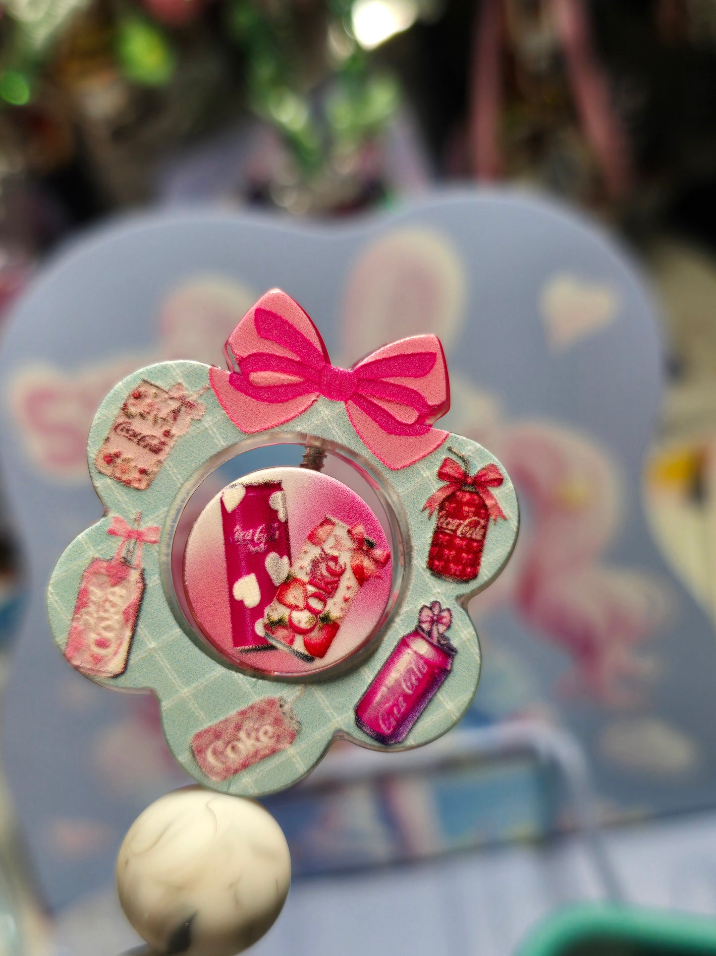 Acrylic Bow set Focal beads- Pink Cola