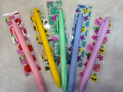 Pens with UV DTF pen wrap- tropical summer theme