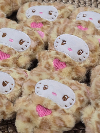 Plushie Keychain-  Light brown with pink heart