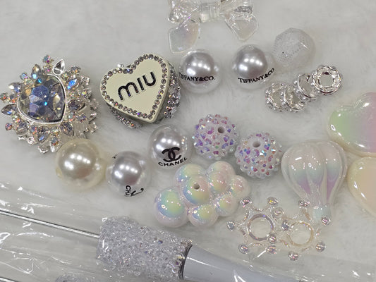 DIY Beadable pens Kit Fancy White