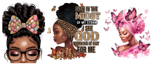 Inspirational ladies -3 decals in 1 sheet UV DTF Stickers