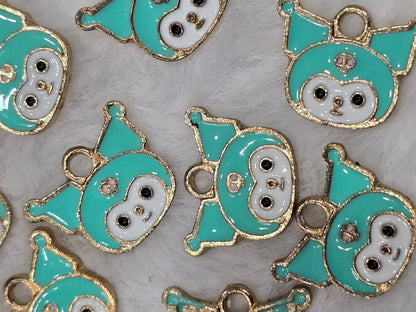 Kuko teal color- Metal pendant charms