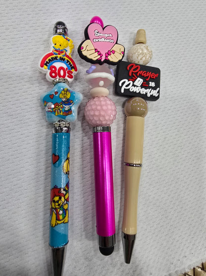 Beadable pen 3pcs mix bundle-Made in 80's ,Heart hand and Prayer is powerful