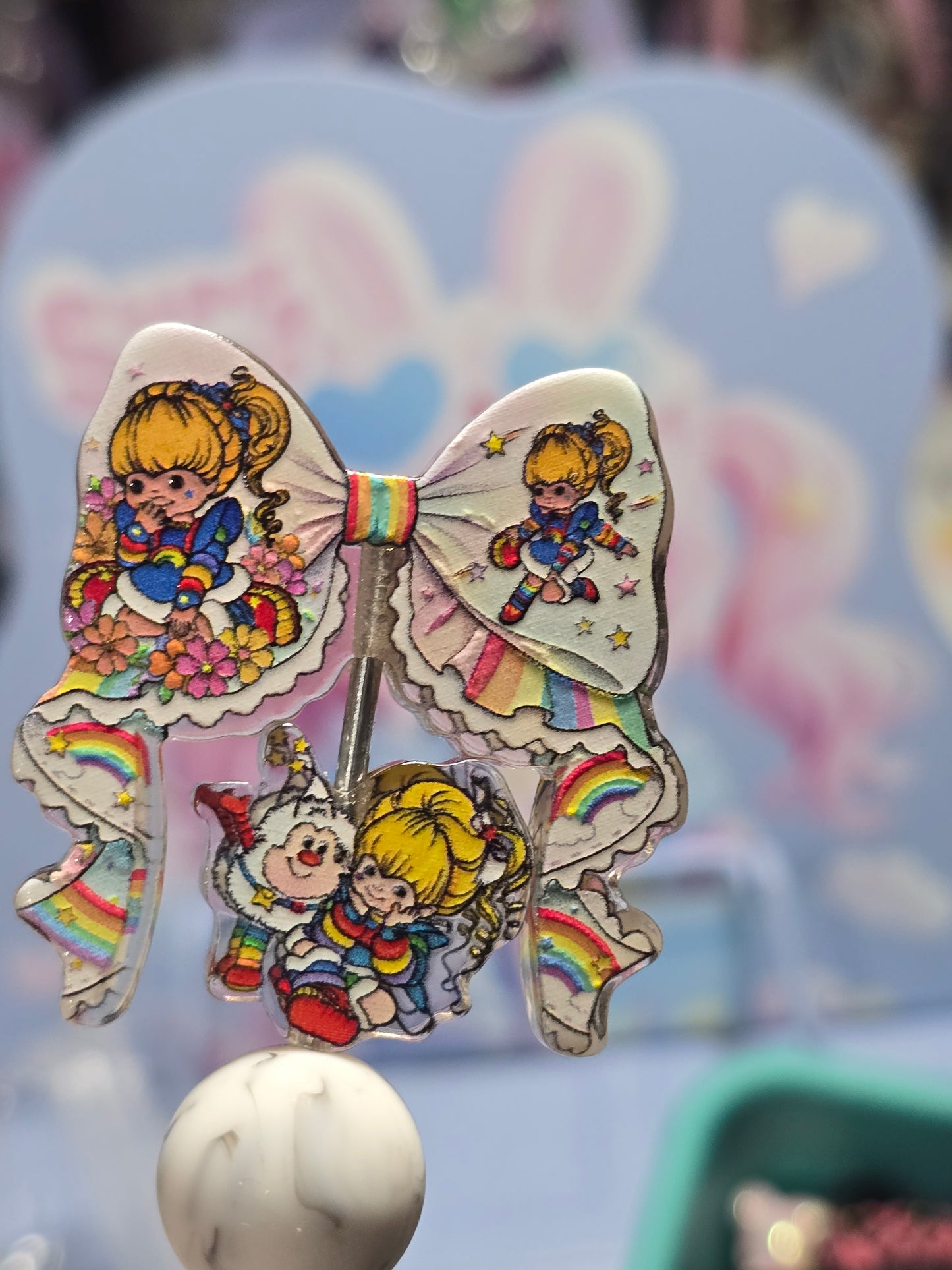 Acrylic bow set Focal beads- Rainbow design #2