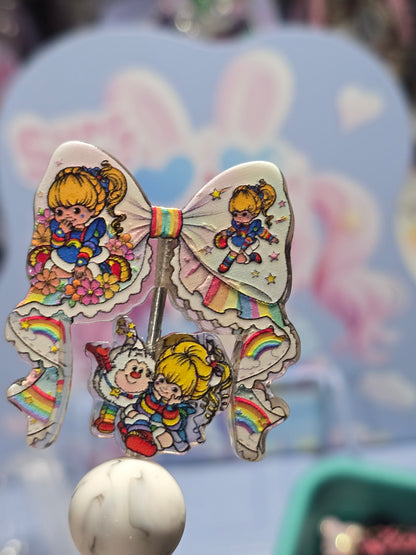 Acrylic bow set Focal beads- Rainbow design #2