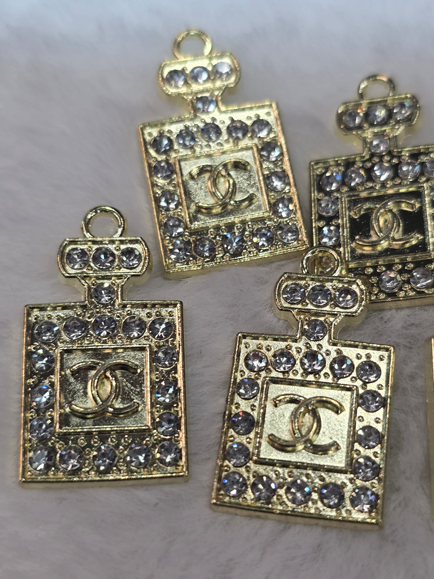 CC Perfume with rhinestone Gold -Metal Charm Pendant