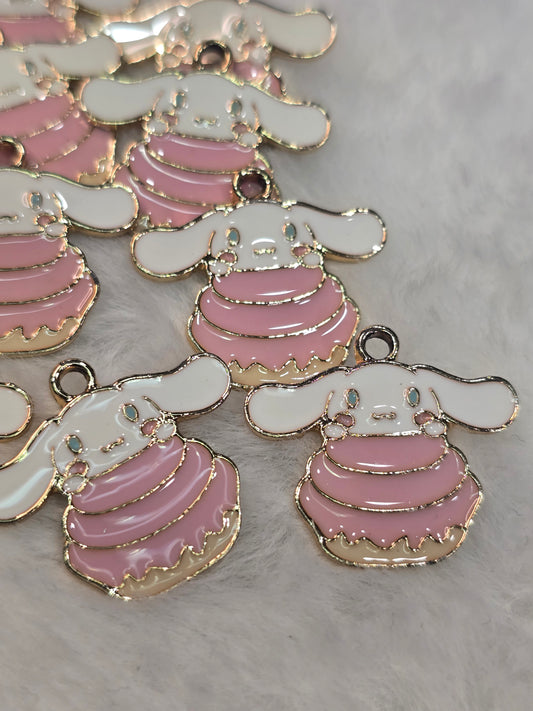 Cinna with pink honey comb -Metal Charm Pendant