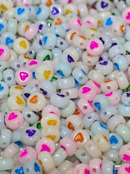 2mm Glow in the dark heart beads