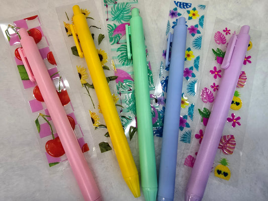 Pens with UV DTF pen wrap- tropical summer theme