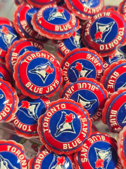 Acrylic Focal beads- Blue Jays