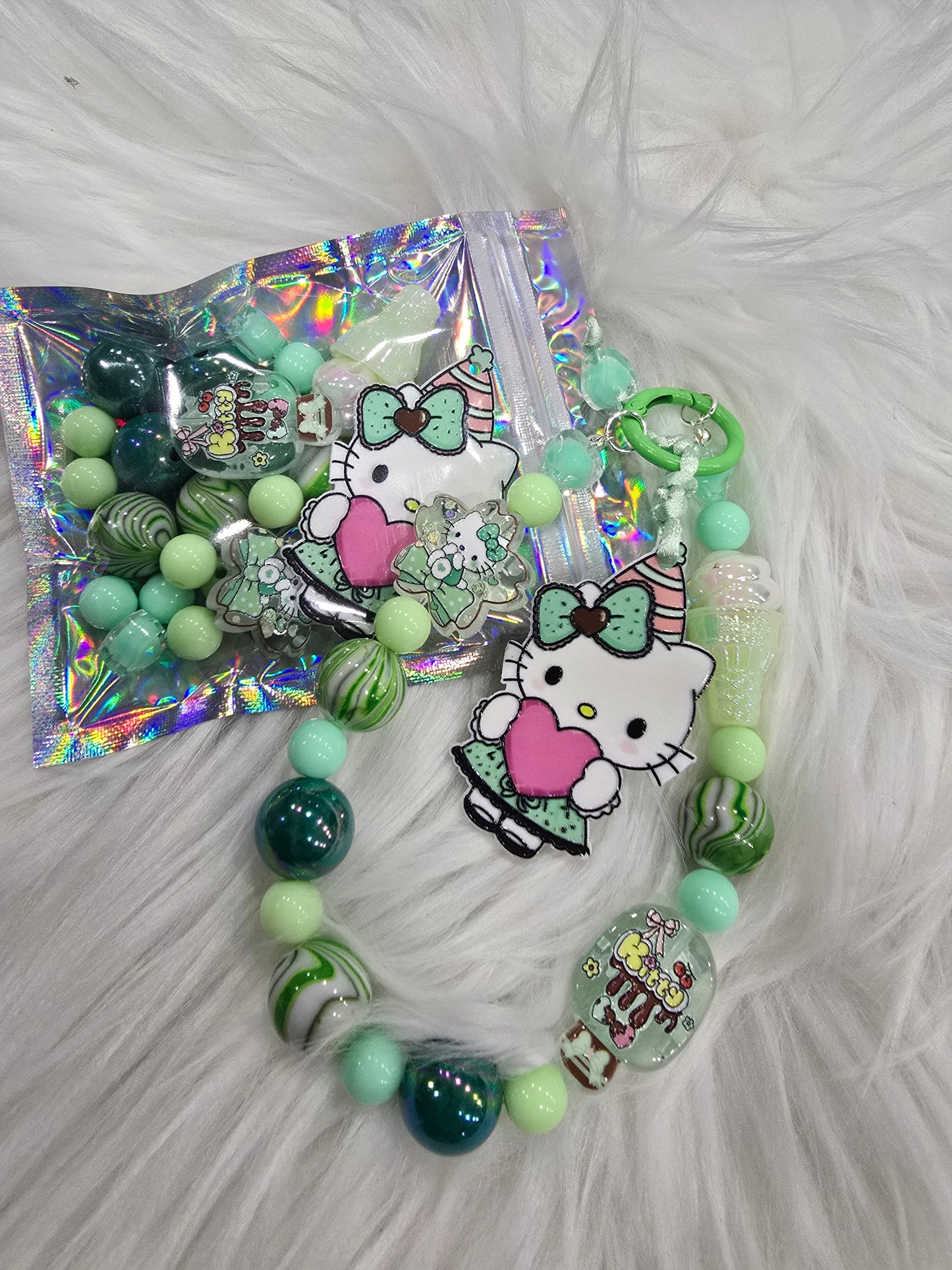 DIY Phone & Bag Keychain Kit - HK pink heart