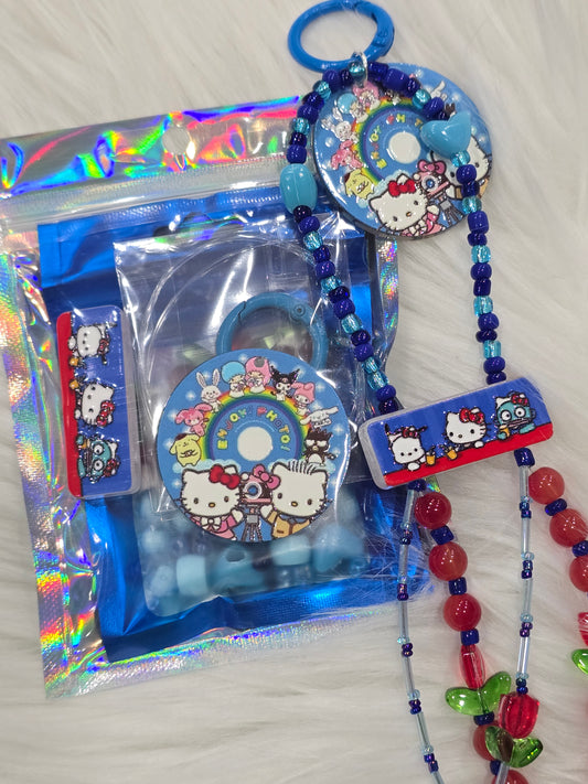 DIY Phone & Bag Keychain Kit - HK blue and red