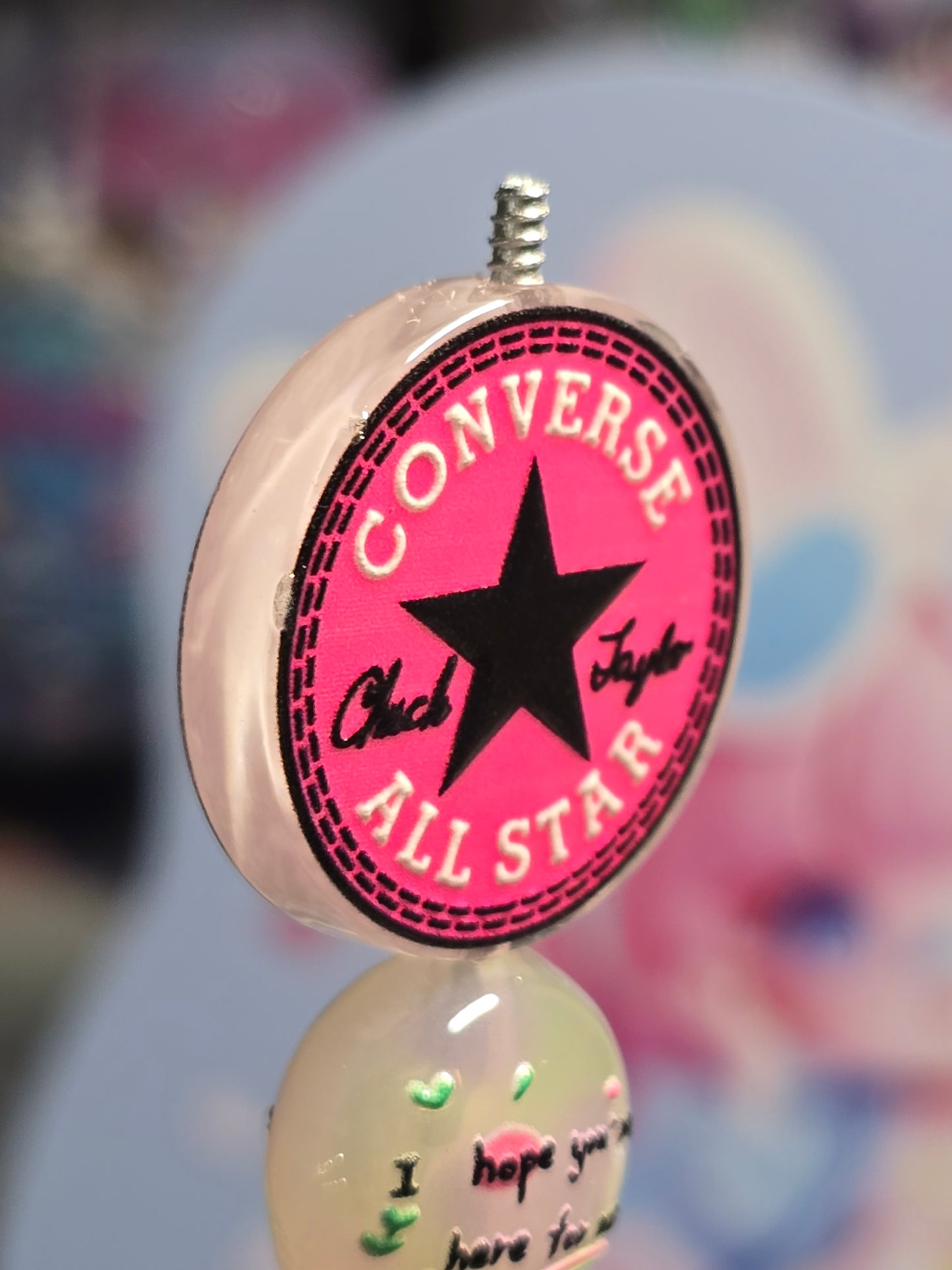 Acrylic Focal beads- converse pink