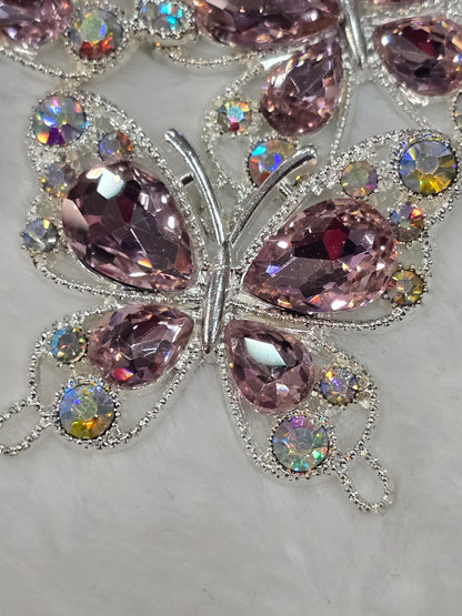 Fancy Butterfly charm with rhinestone flat back (rose gold- silver)