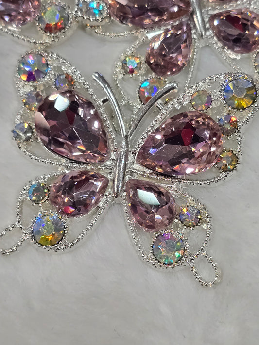 Fancy Butterfly charm with rhinestone flat back (rose gold- silver)