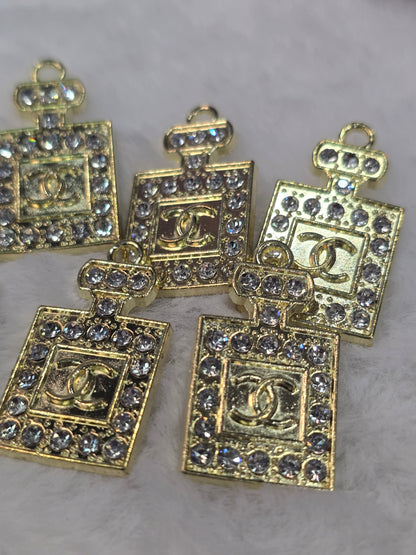 CC Perfume with rhinestone Gold -Metal Charm Pendant