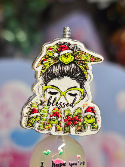 Acrylic Focal beads- Grinch Mama