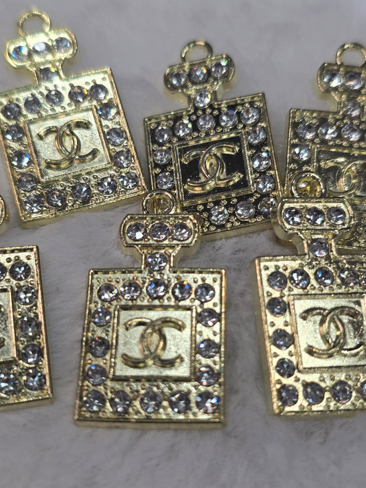 CC Perfume with rhinestone Gold -Metal Charm Pendant