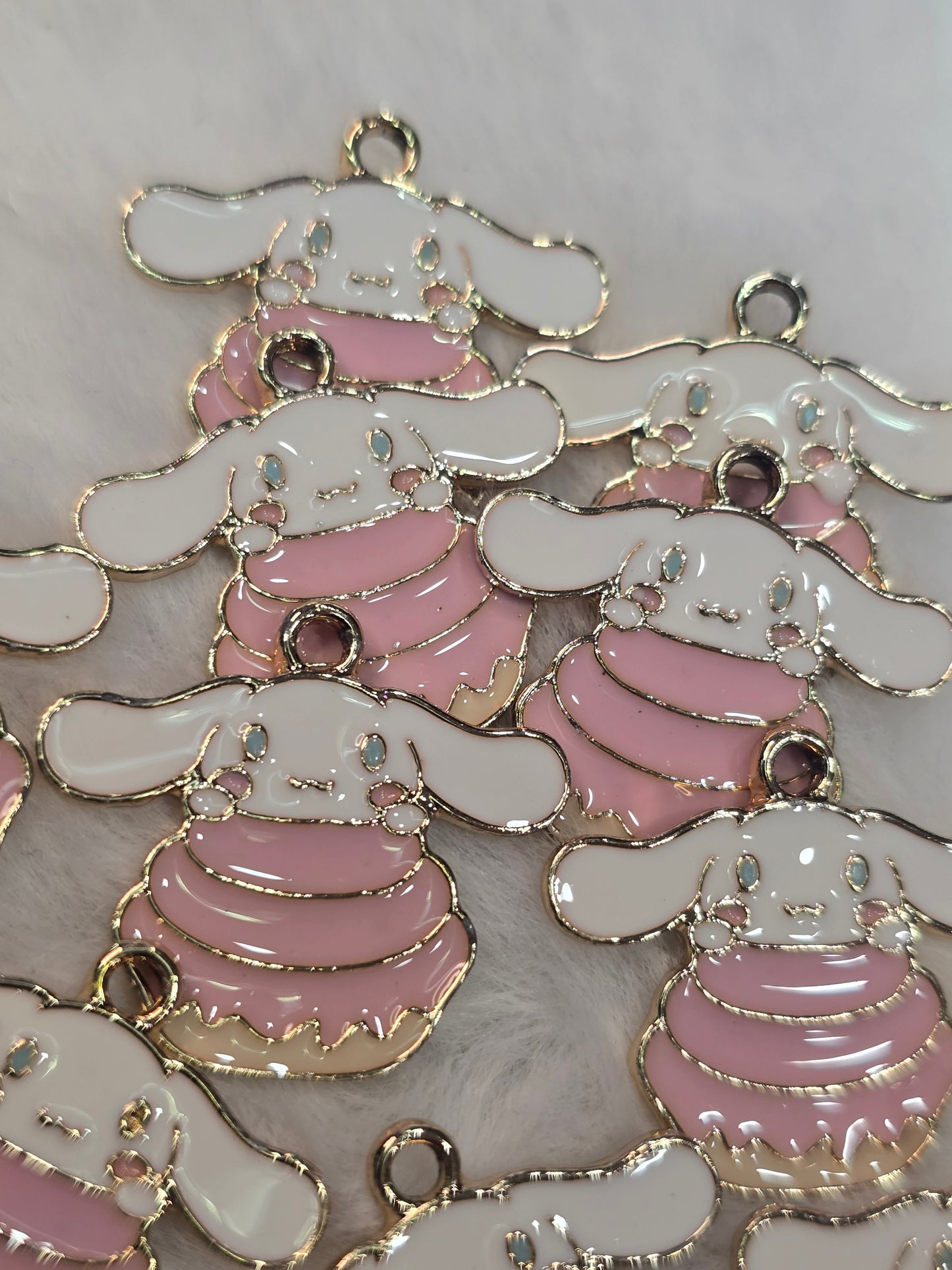 Cinna with pink honey comb -Metal Charm Pendant