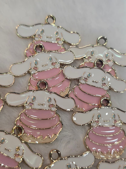 Cinna with pink honey comb -Metal Charm Pendant