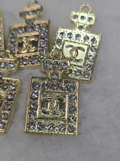 CC Perfume with rhinestone Gold -Metal Charm Pendant