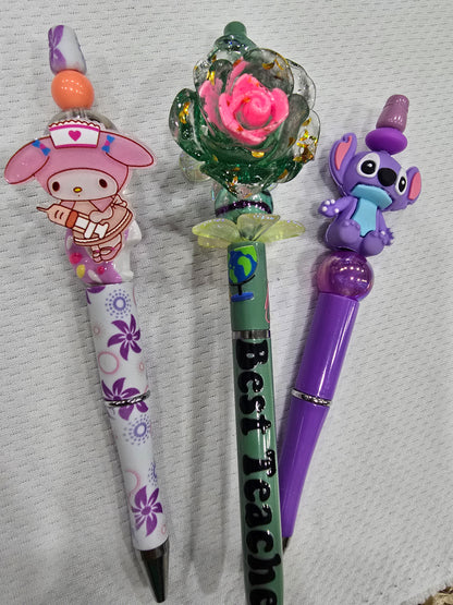 Beadable pen 3pcs mix bundle-Nurse Melody, Best Teacher and Purple Alien