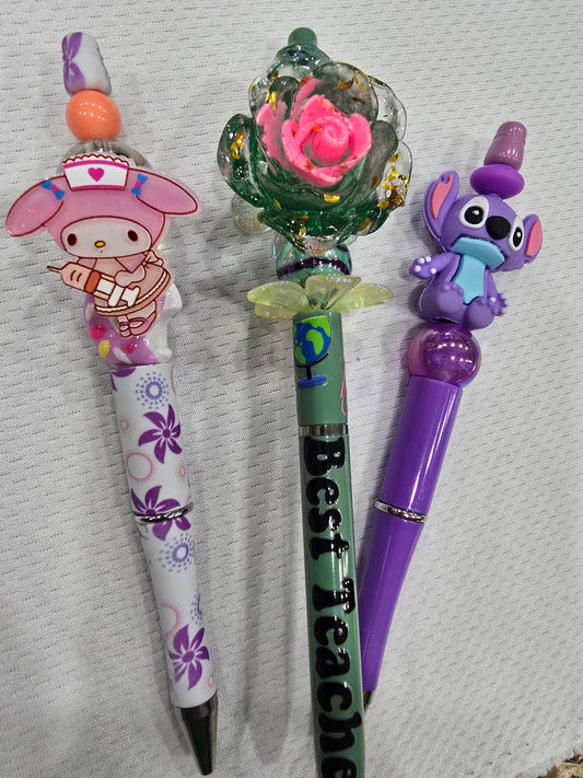 Beadable pen 3pcs mix bundle-Nurse Melody, Best Teacher and Purple Alien
