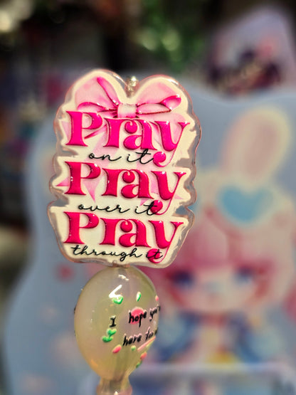 Acrylic Focal beads- Pray Pray Pray
