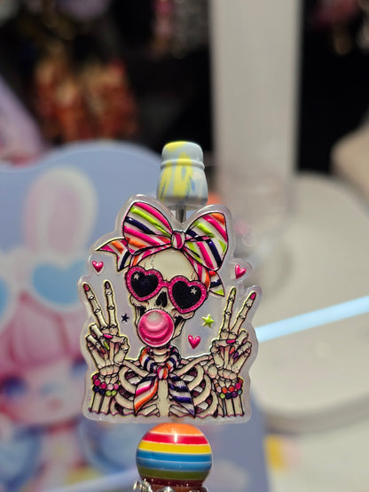 Acrylic Focal beads- cute skeleton girl
