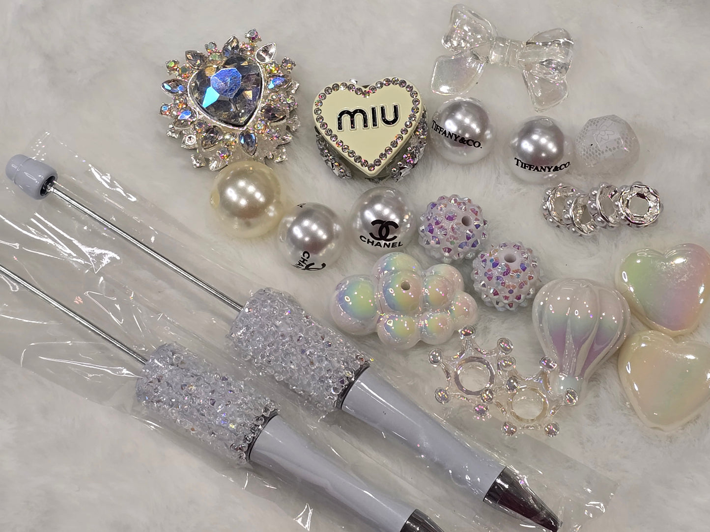 DIY Beadable pens Kit Fancy White