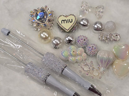 DIY Beadable pens Kit Fancy White