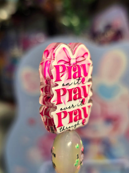 Acrylic Focal beads- Pray Pray Pray