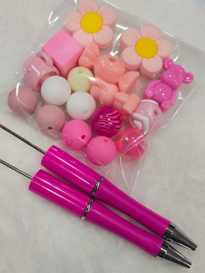 DIY Beadable pens Kit Hot Pink