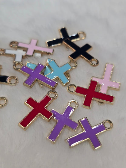 Cross colorful -Metal Charm Pendant