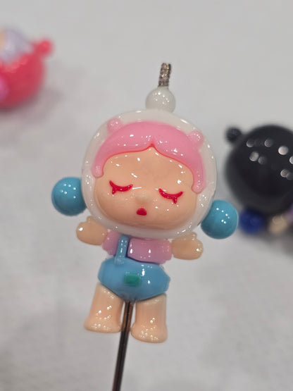 3D Silicon Skull Panda Beads 4 designs/pcs per pack