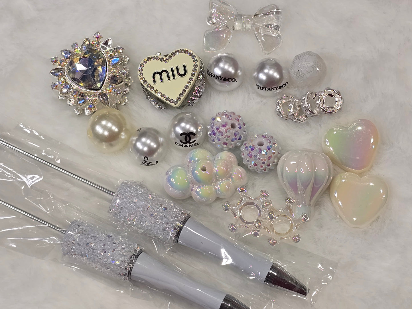 DIY Beadable pens Kit Fancy White