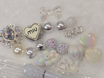 DIY Beadable pens Kit Fancy White