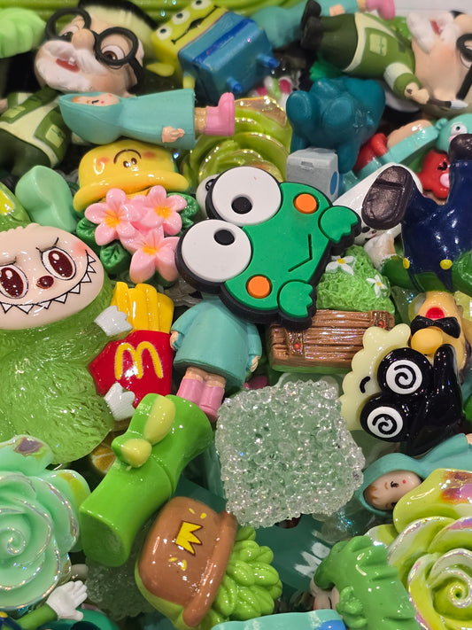 Green Mix Charms flat back
