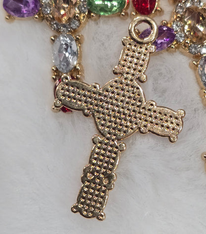 Colorful Rhinestone Cross- Metal pendant charms