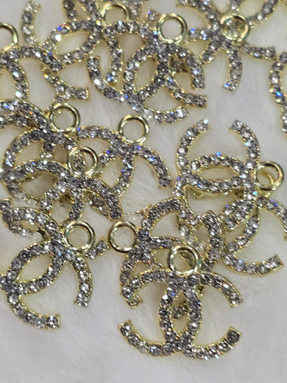 CC Rhinestone Gold-Metal Charm Pendant